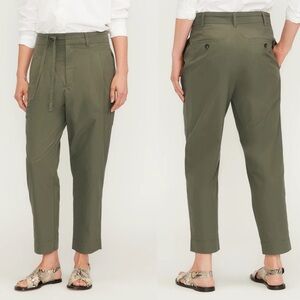 Everlane The Poplin Pleated Taper Pants In Green Women's Size 14 NWT